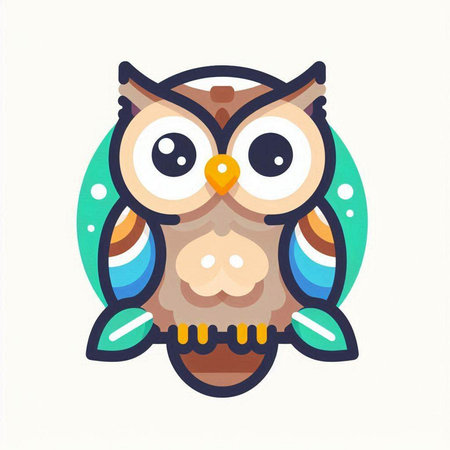 Owl icon. Cute cartoon style. Vector illustration isolated on white background.のイラスト素材