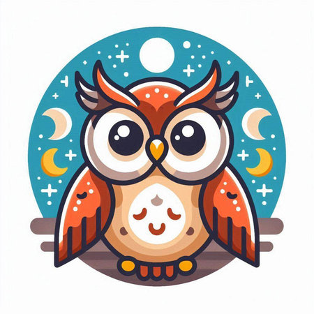 Owl vector icon. Cute cartoon owl. Vector illustration.のイラスト素材