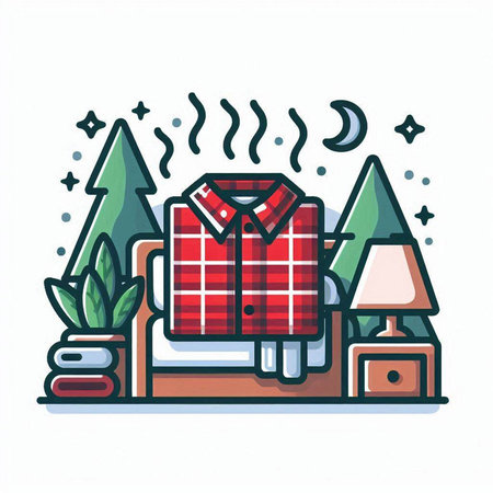 Vector illustration of a man in a shirt on a nightstand.のイラスト素材