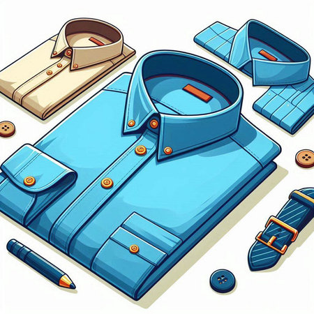 Illustration of a set of men's shirts. Vector illustration.のイラスト素材