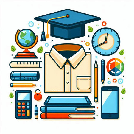 Flat design concept of online education, e-learning, distance learning, e-learning, e-learning. Vector illustrationのイラスト素材