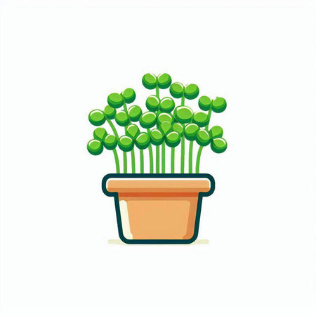 Microgreens in a pot isolated on white background. Vector illustration.のイラスト素材