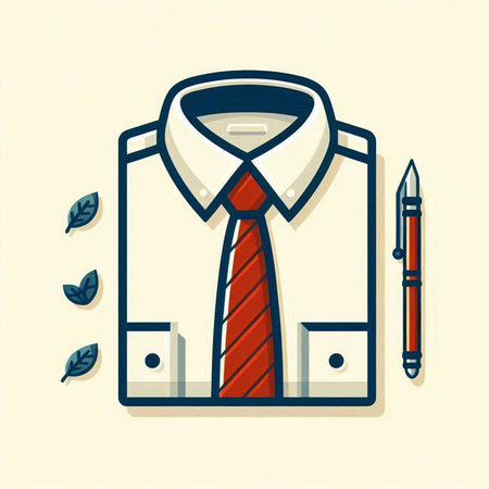 Businessman's shirt with tie, pen and leaves. Vector illustrationのイラスト素材