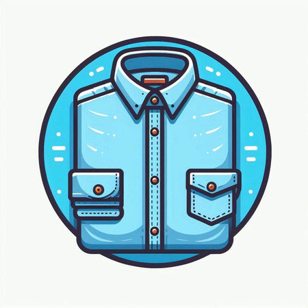 Fashion shirt. Vector illustration of a man's shirt in a circle.のイラスト素材