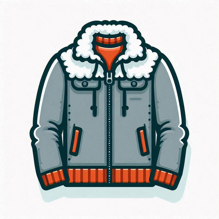 Vector illustration of a winter coat with a hood on a white backgroundのイラスト素材