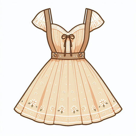 Illustration of a cute dress with a pattern on a white backgroundのイラスト素材