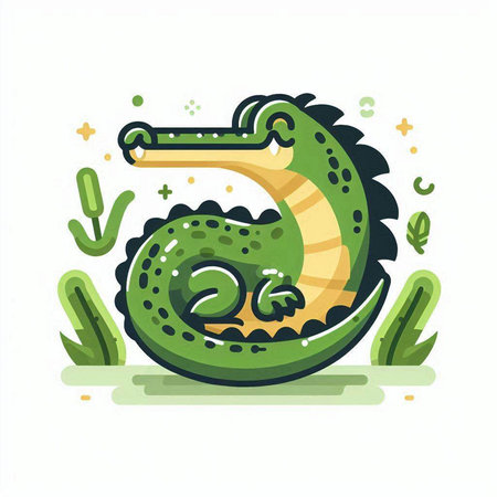 Crocodile vector illustration in flat style isolated on white background.のイラスト素材