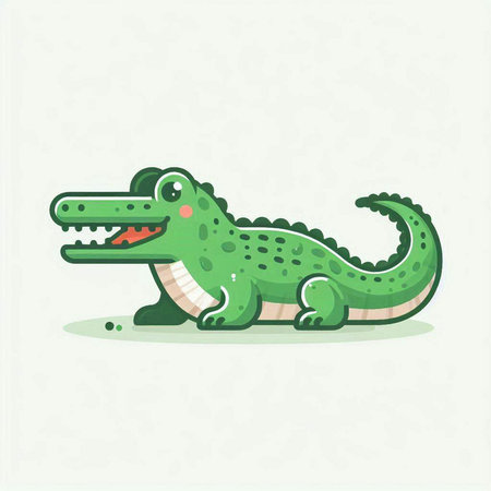 Crocodile vector illustration. Cute cartoon crocodile.のイラスト素材