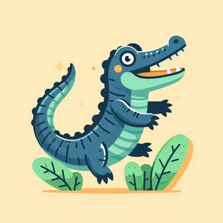 Cute cartoon crocodile. Vector illustration in a flat style.のイラスト素材