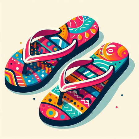 Colorful flip flops, vector illustration, eps10.のイラスト素材