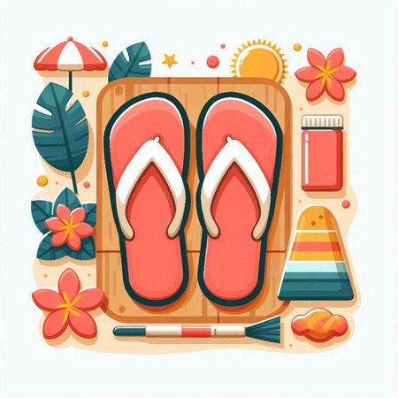 Flip-flops. Vector illustration on the theme of summer.のイラスト素材