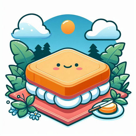 Illustration of a Japanese Sushi on a Background of the Sunのイラスト素材