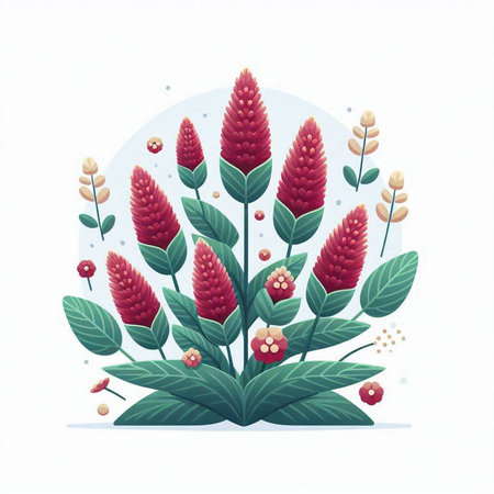 Red cockscomb flower isolated on white background. Vector illustration.のイラスト素材