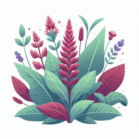 Flower composition. Vector illustration of flowers and leaves on white background.のイラスト素材