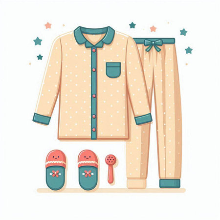 Vector illustration of a pajama and slippers in flat styleのイラスト素材