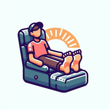 Man is sitting in armchair at home. Vector illustration in cartoon style.のイラスト素材