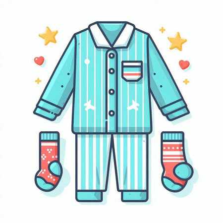 Pajamas and socks. Vector illustration in a flat style.のイラスト素材