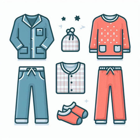 Clothes collection. Vector illustration. Set of clothes for kids.のイラスト素材