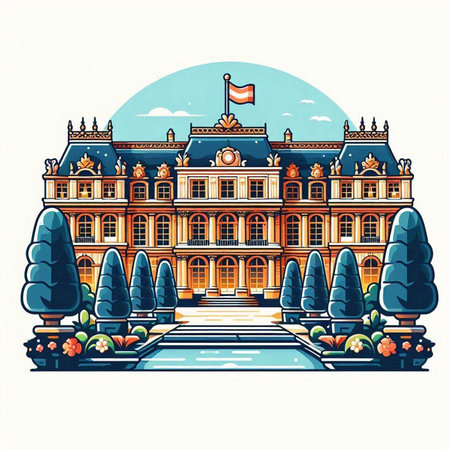 Belgium Parliament Building, Brussels, Belgium. Hand drawn vector illustration.のイラスト素材