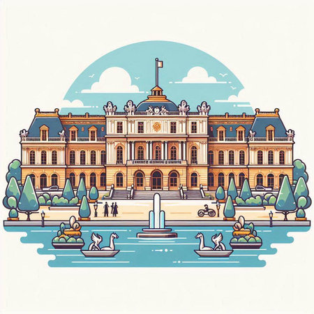 The Belvedere palace in Vienna, Austria. Vector illustration.のイラスト素材