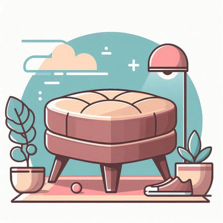 Illustration of a sofa in the living room. Vector illustration.のイラスト素材