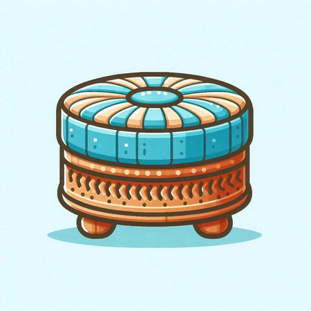Vintage indian wooden stool. Vector illustration in cartoon style.のイラスト素材