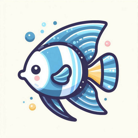 Cute blue fish. Vector illustration on white background. Cartoon style.のイラスト素材