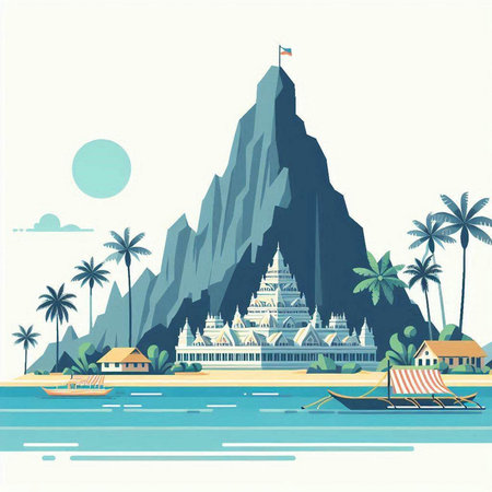 Beautiful temple on the island of Sri Lanka, vector illustration.のイラスト素材