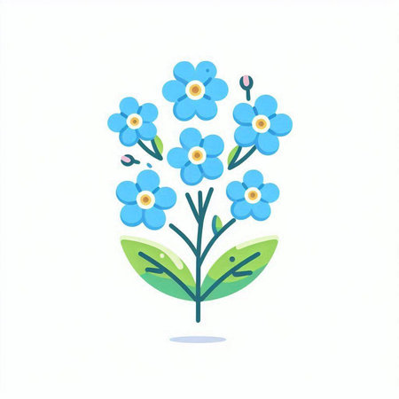 Blue forget-me-not flowers on white background. Vector illustration.のイラスト素材