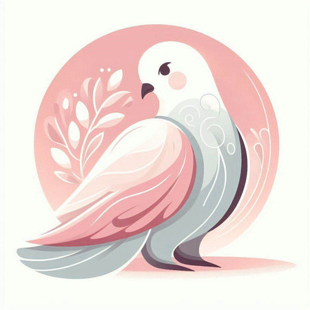 Pigeon on a background of the pink sky. Vector illustrationのイラスト素材