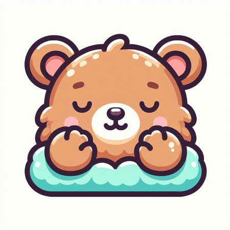 Cute bear sleeping on a pillow. Vector illustration in cartoon style.のイラスト素材