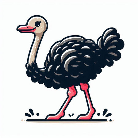 Ostrich on white background. Vector illustration in retro style.のイラスト素材