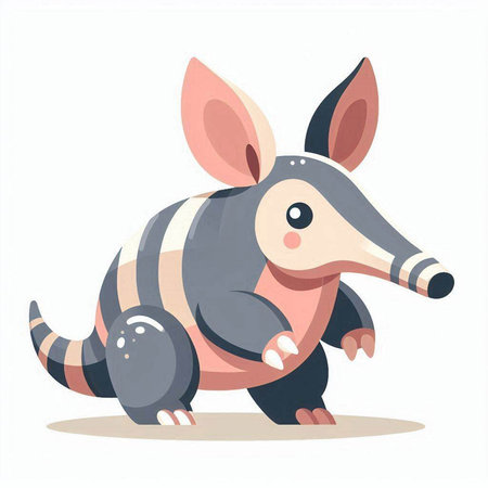Cute little cartoon armadillo. Vector illustration isolated on white background.のイラスト素材