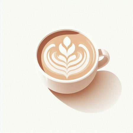 Cup of coffee with latte art. Vector Illustration.のイラスト素材