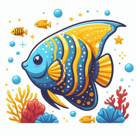 Cute cartoon fish on a white background. Vector illustration for your designのイラスト素材