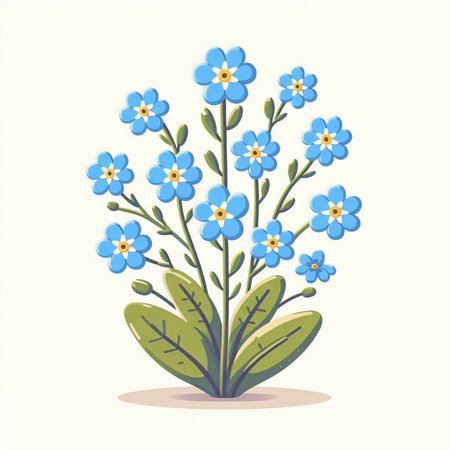 Blue forget-me-not flowers on a white background. Vector illustrationのイラスト素材