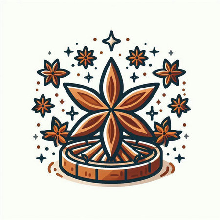 Star anise vector illustration. Hand drawn star anise icon.のイラスト素材