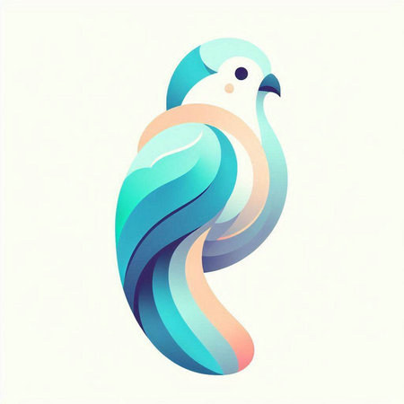 Vector illustration of blue bird on a white background. Paper cut style.のイラスト素材