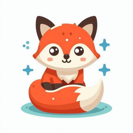 Cute cartoon fox character. Vector illustration of a cute animal.のイラスト素材