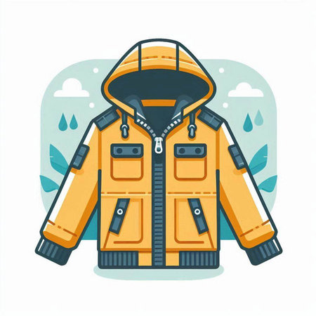 Winter jacket with raincoat. Vector illustration in flat cartoon style.のイラスト素材