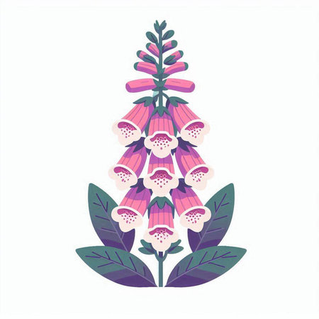 Foxglove flower isolated on a white background. Vector illustration.のイラスト素材