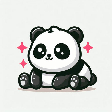 Cute panda sitting on a white background. Vector illustration.のイラスト素材