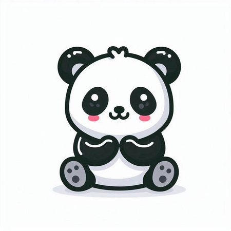 Cute panda bear isolated on white background. Vector illustration.のイラスト素材