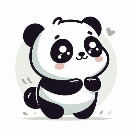 Cute cartoon panda on a white background. Vector illustration.のイラスト素材