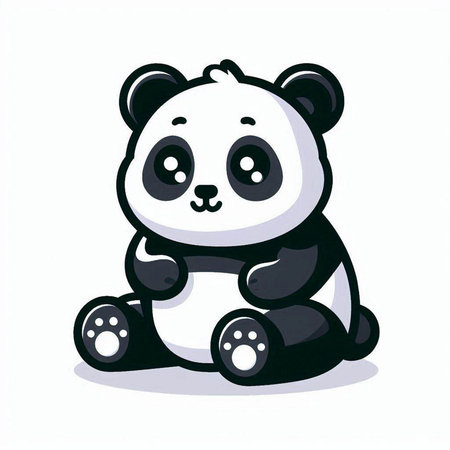 Cute cartoon panda sitting on white background. Vector illustration.のイラスト素材