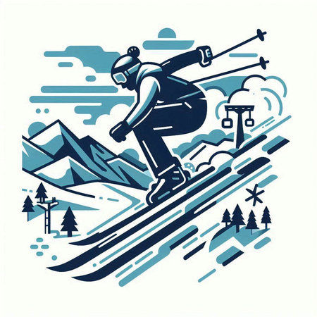 Snowboarder in the mountains. Winter sport. Vector illustration.のイラスト素材