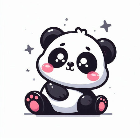Cute panda vector illustration. Cute cartoon panda.のイラスト素材