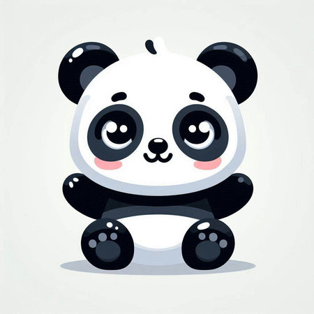 Cute cartoon panda bear. Vector illustration of a panda bear.のイラスト素材