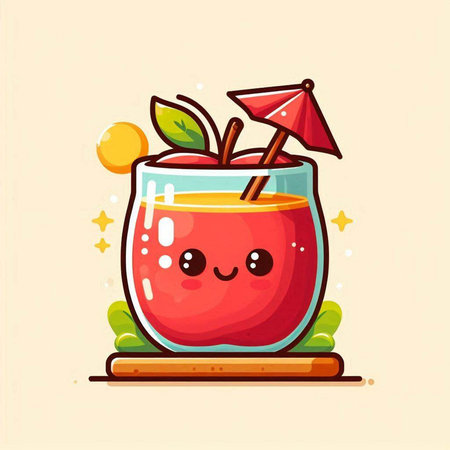 Cute watermelon juice character. Vector illustration in cartoon style.のイラスト素材