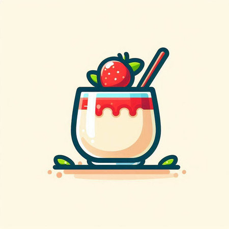 Strawberry smoothie icon in flat style. Vector illustration.のイラスト素材